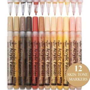 12 Color Skin Tone Shade Graffiti Pen Set for Artists | By Stationery BD