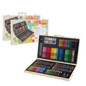 180 Pcs Kids Drawing Painting Set with Wood Box Art Set | By Stationery BD