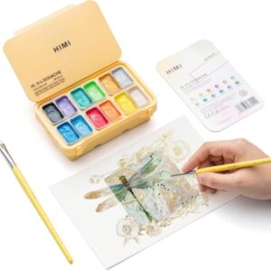 HIMI Gouache Paints Set 12 Colours 12 ml Metallic Gouache Paint Jelly Cup Design, Non Toxic Paint for Canvas and Paper, Art Supplies