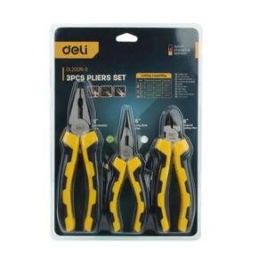 Deli Tools EDL2008-3 Pliers Set (3 Pcs) - High Carbon Steel Hand Tool Kit | By Stationery BD