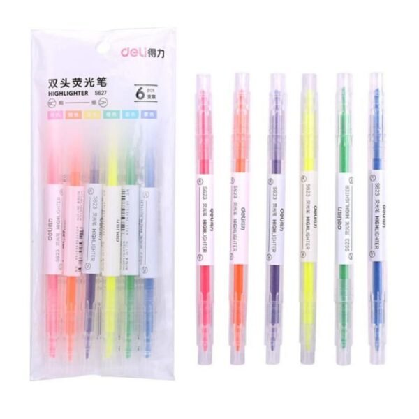 Maries-Double-Headed-Highlighter-Pen-6-Colors-Multicolor-Set