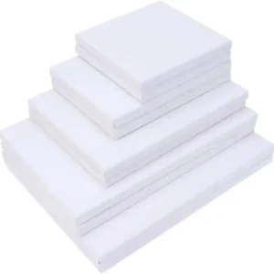 Stretched White Blank Canvas Set, Artist Canvas Board Wood Painti Drawing, Acrylic Pouring, Suitable for Both Oil and Acrylic Paints (4x4-5x5-6x6-8x8-10x10 inch) 5 pse combo set