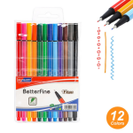 12 Colors Fineliner Pens 0.4mm Fine Tip Marker Drawing Color Pens Set Art Office School Supplies for Journaling Planner Writing Note Taking Painting Coloring Sketch
