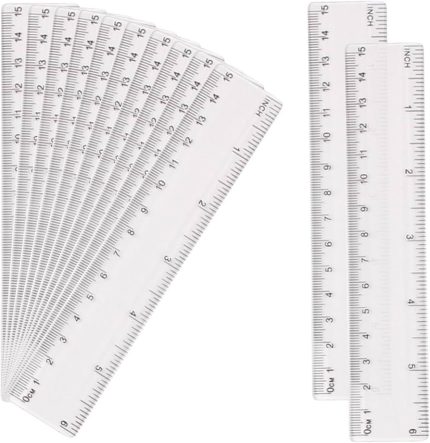 15cm Clear Transparent Straight Shatter Resistant Ruler, Measuring Tool for Students & Office Pack of 2 pcs