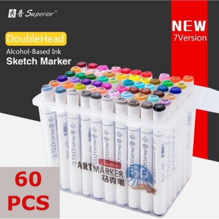 60ps Superior Touch Soft Head art sketch double headed Art marker Premium Quality