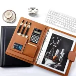 A4 Business Padfolio File Folder Portfolio Pu Leather Briefcase With Calculator Notebooks Card Holder Office Document Organizer - GadStyle BD