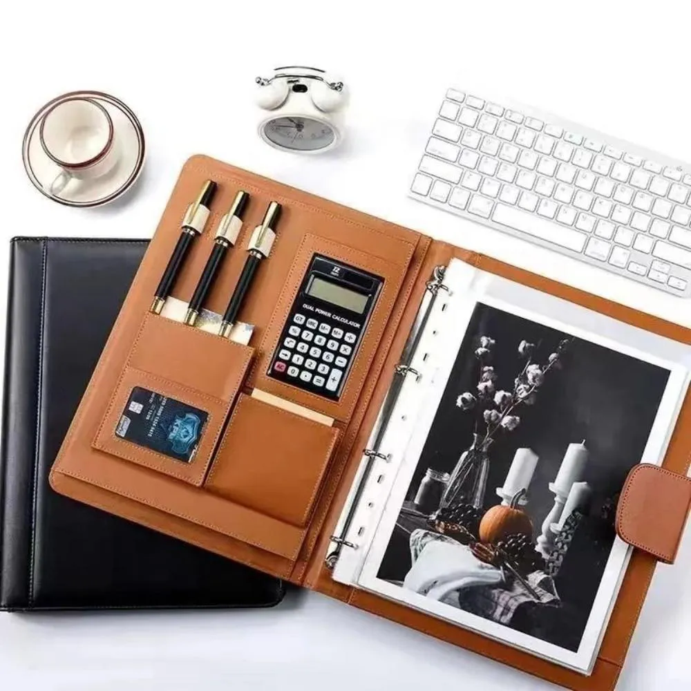 A4 Business Padfolio File Folder Portfolio Pu Leather Briefcase With Calculator Notebooks Card Holder Office Document Organizer - GadStyle BD A4 Business Padfolio File Folder Portfolio Pu Leather Briefcase With Calculator Notebooks Card Holder Office Document Organizer - GadStyle BD