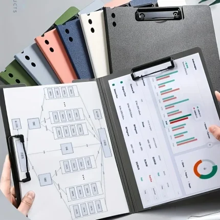A4 File Folder Clipboard Writing Pad Memo Clip Board Clips Test Paper Storage Organizer Supplies Office - GadStyle BD