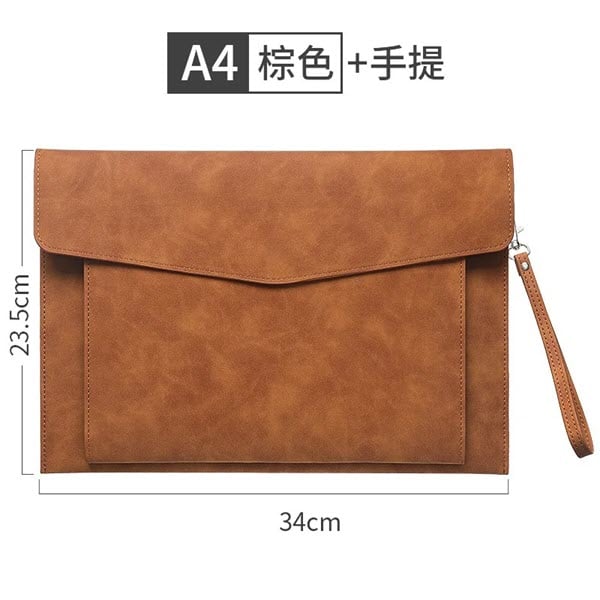 A4 Leather Document Bag Large Capacity Business Briefcase Waterproof Office Organizer - GadStyle BD