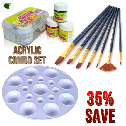 Acrylic Colors Combo Set 6 Pcs Acrylic 7 pc brush and color palate