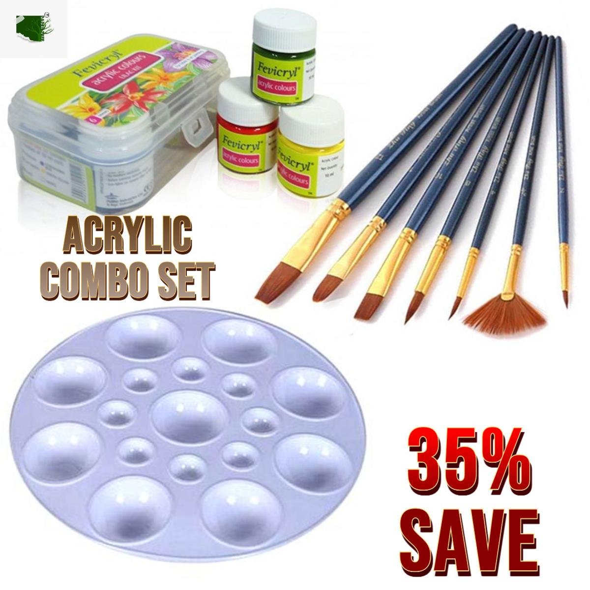 Acrylic Colors Combo Set 6 Pcs Acrylic 7 pc brush and color palate Acrylic Colors Combo Set 6 Pcs Acrylic 7 pc brush and color palate