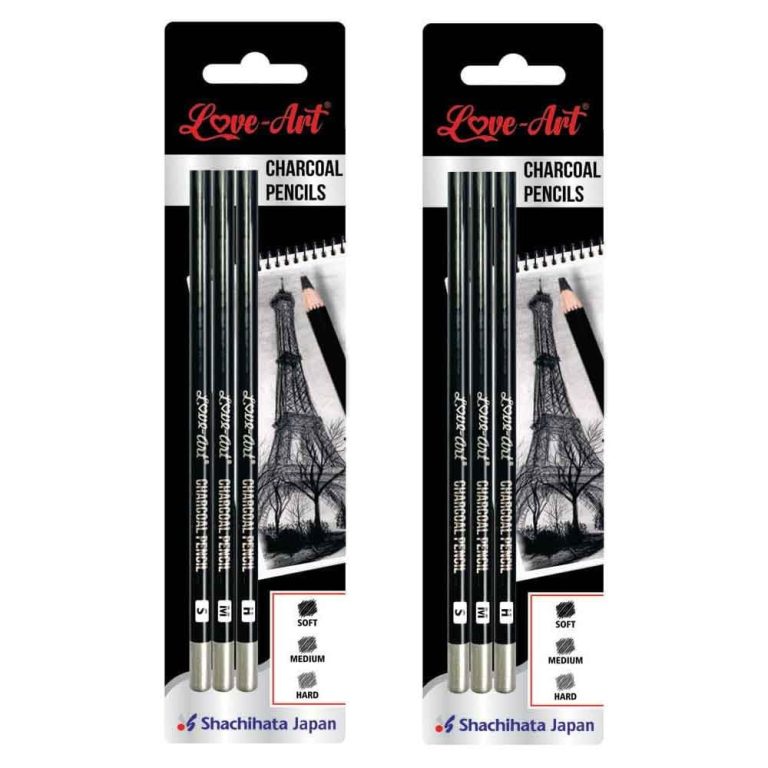 Artline Charcoal Pencils Pack of 3 Hard, Medium and Soft | For Artists in Drawing and Sketching