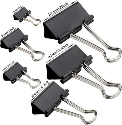 Binder Clips Metal paper clips Paper Clamps Assorted Sizes for Office, School and Home - 51mm