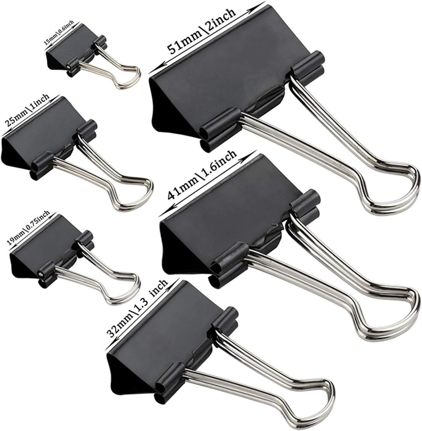 Binder Clips Metal paper clips Paper Clamps Assorted Sizes for Office, School and Home - 51mm Binder Clips Metal paper clips Paper Clamps Assorted Sizes for Office, School and Home - 51mm