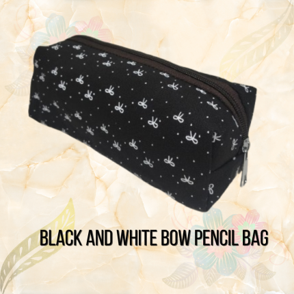 Black and white Bow Pencil Case Ins High-value Cute Girl Student Makeup Bag Large Capacity Stationery Storage Bag