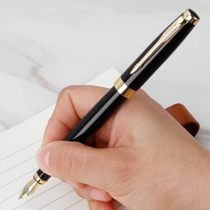 Black Full Metal Body Ink Fountain Pen Business Men Gift Writing Pen