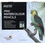 BRUSTRO Artists Water Colored Pencils - Set of 24 Shades - 4mm Lead | Break Resistant, Erasable, High Pigmented, Vibrant Colours | Ideal for Drawing, Mandala, Shading, Portrait,...