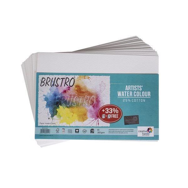 Brustro Artists' Watercolour paper Cold Pressed 300 GSM A5 size 18+6 Sheets