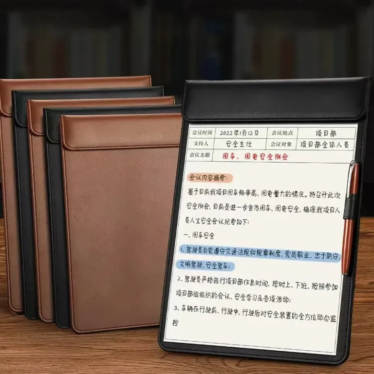 Business PU Leather Clipboard A4 Writing Board Restaurant Menu Clip Board Conference Record Paper Holder Office - GadStyle BD