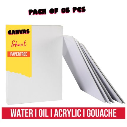 Canvas Paper Sheet For Acrylic Water Oil and Gouache Paint - 5 Pcs