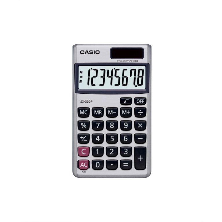 Casio SX-300P-W Solar and Battery Powered Mini Calculator - Silver