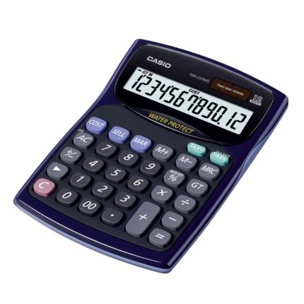 Casio WD-220MS-BU Solar and Battery Powered Basic Calculator - Blue