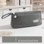 Casual Corduroy Pencil Case, Cute and Good-Looking Pure Color Pencil Case for Junior High School Students - Gray