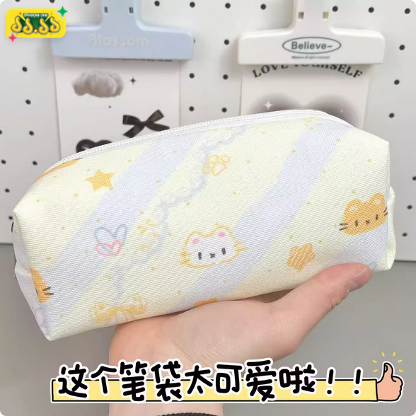 Cheese Kitten Pencil Bag Ins High-Looking Student Pen with Large-Capacity Stationery Bag Cosmetic Bag Storage Stationery Box