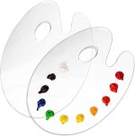 Clear Oval-Shaped Acrylic Painting Palette Transparent Plastic Artist Paint Color Mixing Trays - Non-Stick, Easy Clean, Mix Acrylic, Oil