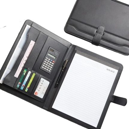 Conference A4 Leather Portfolio Organizer with Calculator & Clipboard – Executive Business Folder - GadStyle BD