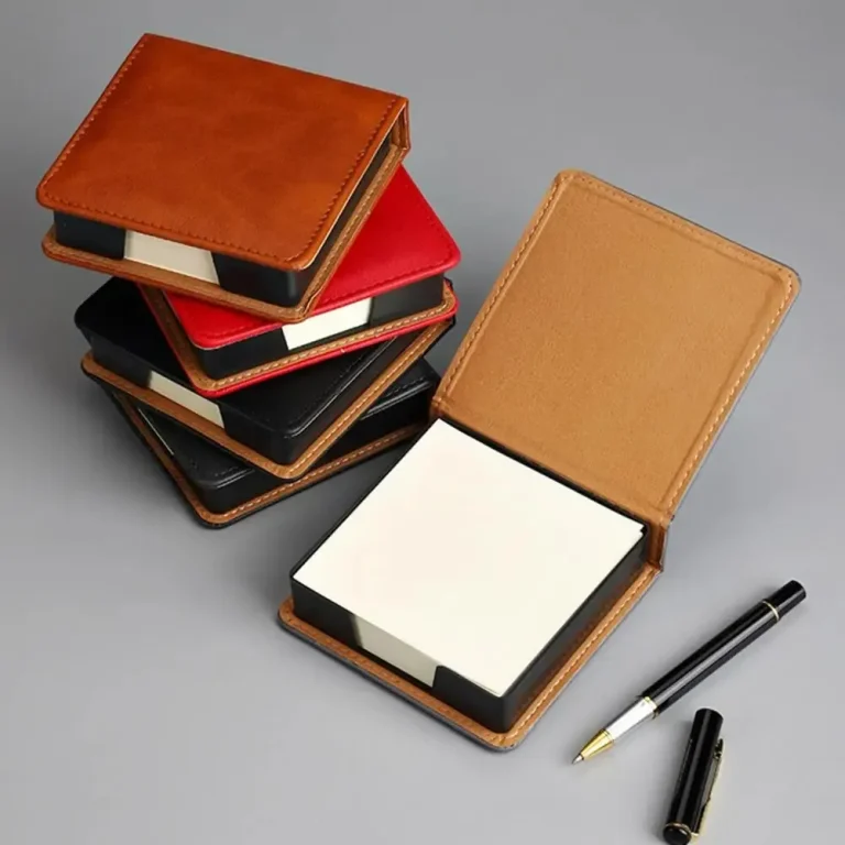Corner Note Box Imitation Leather Sticky Notes Holder with Lid Cover - GadStyle BD