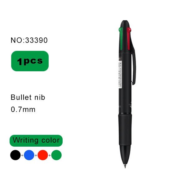 Deli 33390 4 Colors Ballpoint Pen Multi Functional Red Green Blue