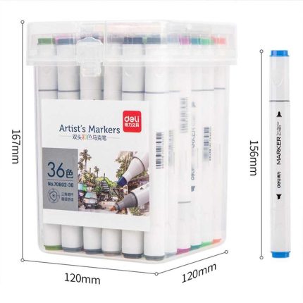 Deli 36 Pcs Dual Tip Sketch Art Markers Permanent Alco. Based