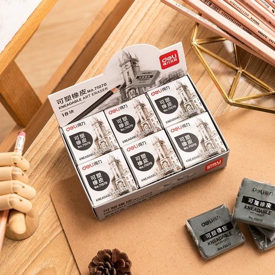 Deli 71070 Kneadable eraser drawing Soft Eraser Student Art Sketch Highlight Pencil Eraser