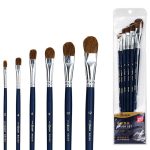 Deli 73895 Artist Range Round Nylon Fiber Brush Set for Acrylics and Oil Paint Brush Set
