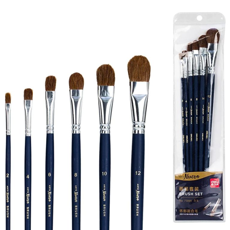 Deli 73895 Artist Range Round Nylon Fiber Brush Set for Acrylics and Oil Paint Brush Set