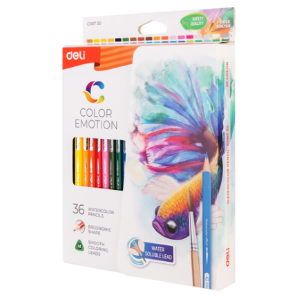 Deli C00730 Color Emotion Watercolor Pencil pack of 36 colors