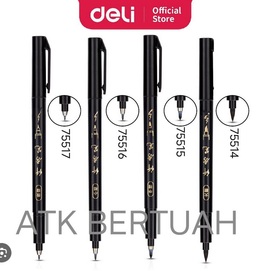 Deli Calligraphy 75516 Brush pen , Black Brush Pen -01 Pcs