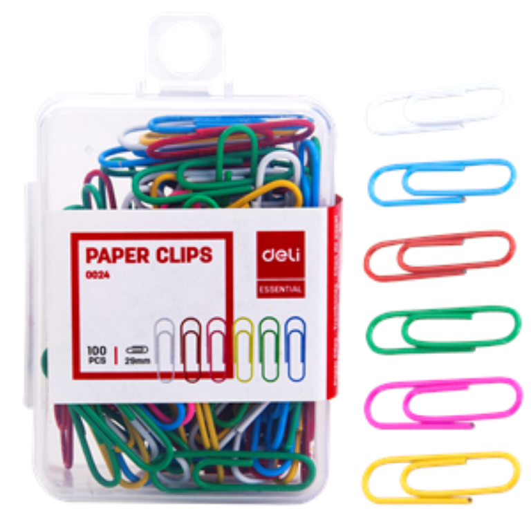 Deli E0024 Color Paper Clip 100 pcs (Assorted)