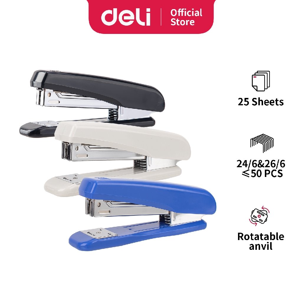 Deli E0306 Stapler 25 sheet stapling capacity- White Deli E0306 Stapler 25 sheet stapling capacity- White