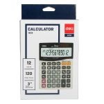 Deli E1629 Metal Surface Tax calculator dark Gray 12 digit Battery & Solar Dual power