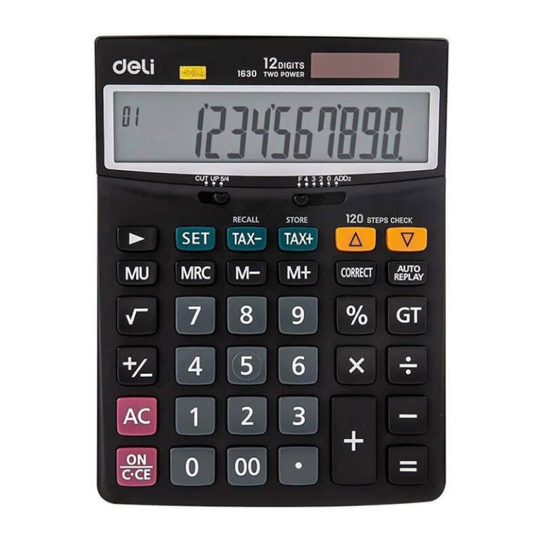 Deli E1630 Calculator 120 steps check Tax Calculators 12 digit Battery Solar Dual power office business supplies