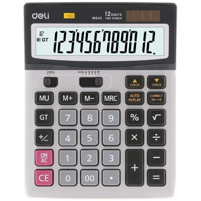 Deli E1654C Calculator Metal-12 digit Extra Large Display Dual Power