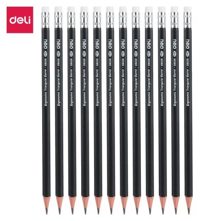 Deli E38029N Black Triangular Pencil HB