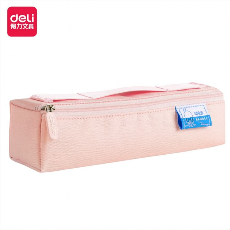 Deli E66971 simple and environmentally friendly small square bag multi-purpose pencil case - Pink