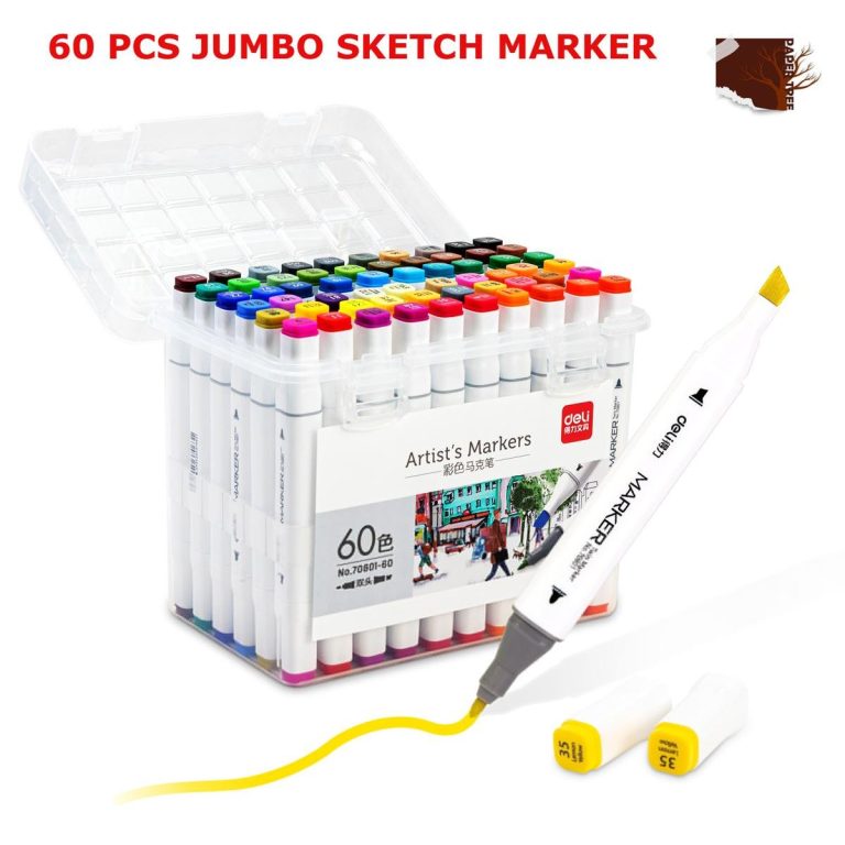 Deli E70803-60 Markers Sets 60 Colors Sketching Markers Double Head Alcohol based Pen Art School Supplies Drawing Set For Artist