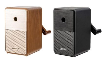 Deli E71160 Retro Speaker Styling Rotary Pencil Sharpener - Black