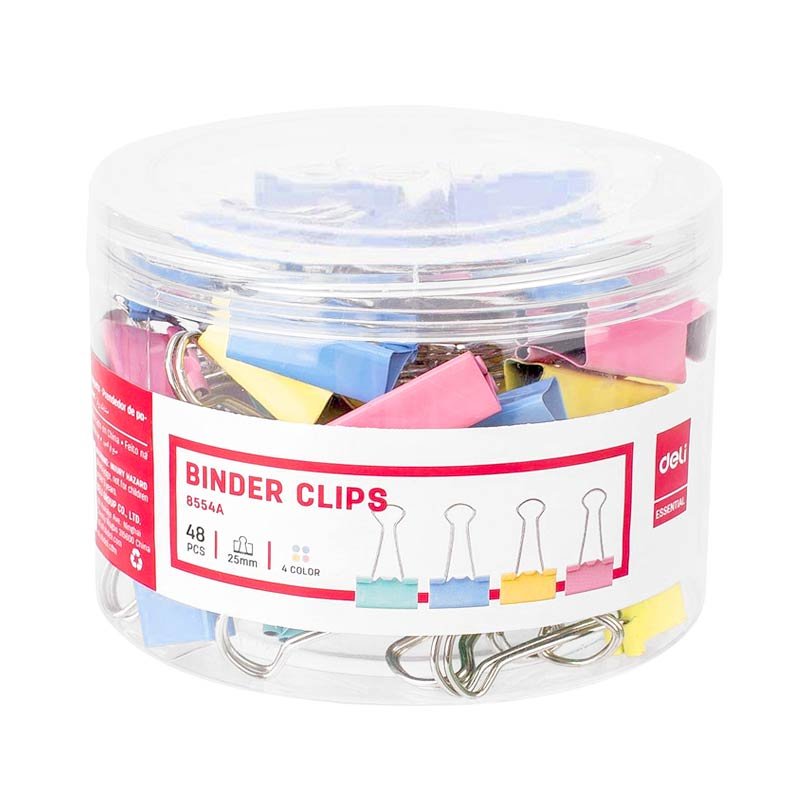 Deli E8554A Binder Clips - 25mm, Assorted Deli E8554A Binder Clips - 25mm, Assorted