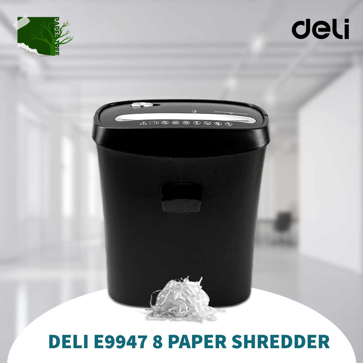Deli E9947 8 Sheet Black Paper Shredder Deli E9947 8 Sheet Black Paper Shredder