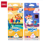DELI EC138-24 Color Pencil Bright and vivid colors. Triangular ergonomic barrel, easy to sharpen. 3.0mm lead for smooth coloring performance. High quality soften wood.